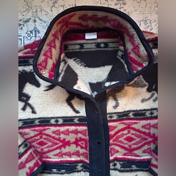 Handmade Upcycled Western Horse Pattern Blanket Jacket - Picture 3 of 5